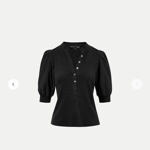 Veronica Beard Black Puff Sleeve Blouse